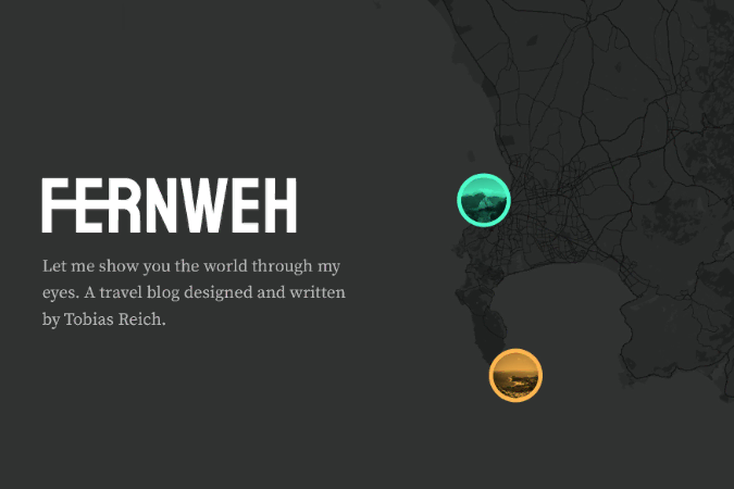 Screenshot of the website of Fernweh